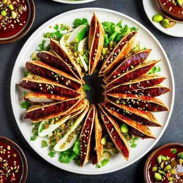 Люлякебаб с соусом Терияки и фисташками